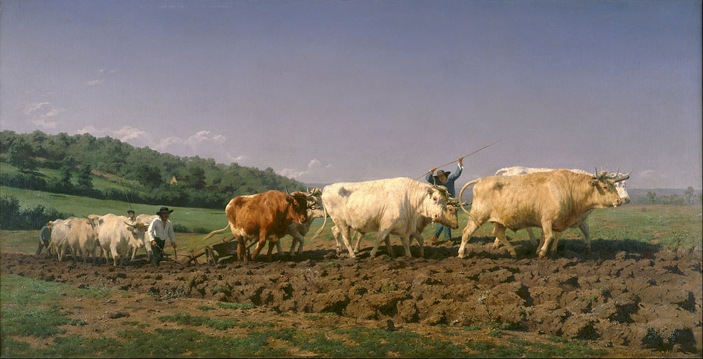 Painting of a plough team at work