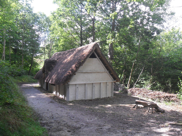 Photograph of a reconstructed Anglo-Saxon hall